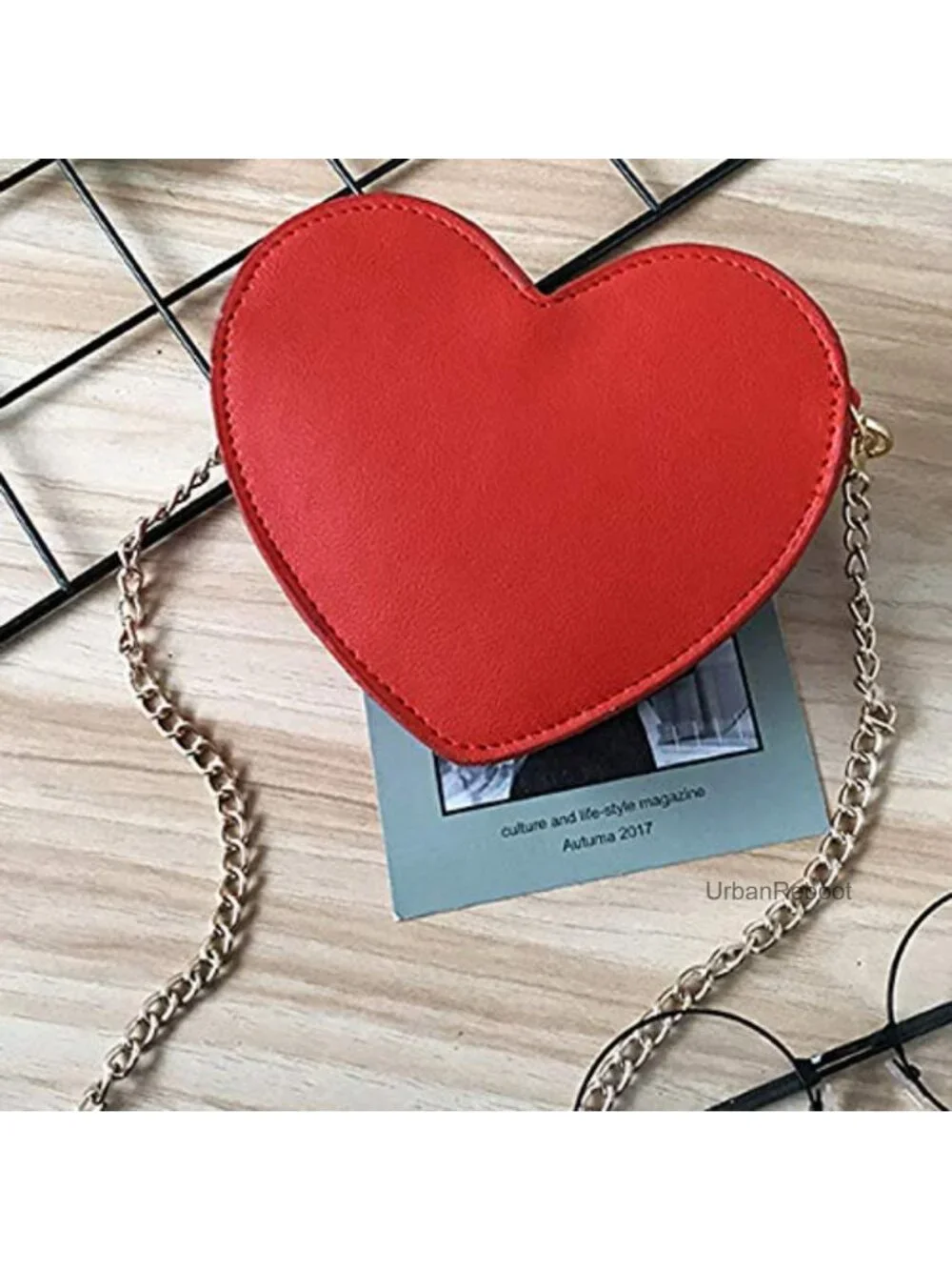 Mini Heart Shape Crossbody Purse PU Leather Adjustable Strap Girls Coin Bag